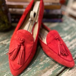 Jones NY Red Suede Sami Tassel Loafers